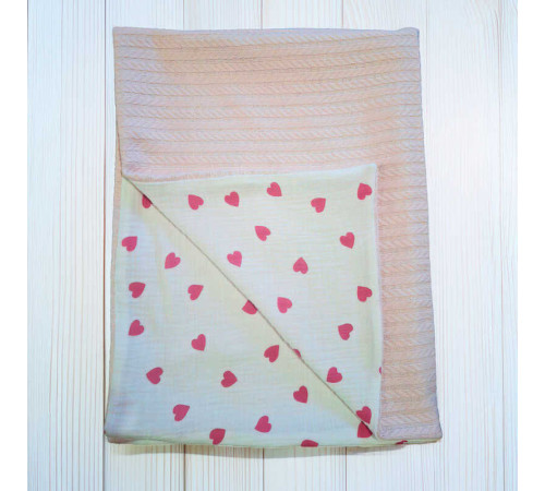 гр Плед дитячий для немовлят "Серце" 99877 (1) в’язане полотно, МУСЛІН, розмір 100*80 см "Bimbo" – в наличии! Купите сейчас у KAZKOVA