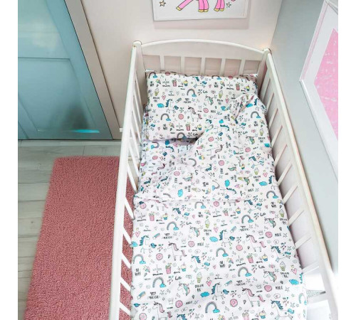 гр Постільний комплект "Єдинороги" 66756 (1) тканина БЯЗЬ Gold Lux, розмір 110*90 см "Bimbo" – в наличии! Купите сейчас у KAZKOVA