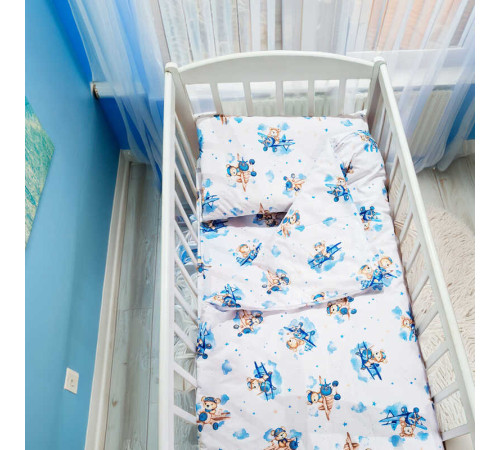 гр Постільний комплект "Ведмедик на літачку" 92047 (1) тканина БЯЗЬ GOLD LUX, розмір 110*90 см "Bimbo" – в наличии! Купите сейчас у KAZKOVA