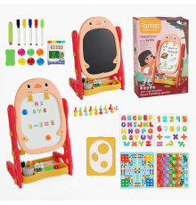 Мольберт 050-54 (18) двосторонній, крейда, маркери, стиранка, магніти, настільні ігри, фішки, в коробці