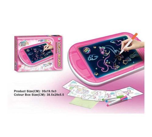 Дошка для малювання YM 10 (48/2) підсвічування, 6 трафаретів, 4 маркери, 3D окуляри, в коробці