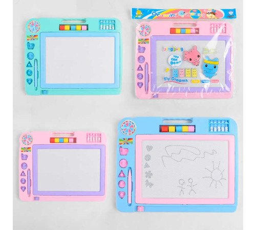 Дошка для малювання C 36508 (24) ЧОРНО-БІЛА, 3 кольори, магнітна, зі штампами, 1 шт. в пакеті, ВИДАЄТЬСЯ ТІЛЬКИ МІКС ВИДІВ