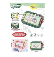 Дошка для малювання QS 28002-1 колір-ЗЕЛЕНИЙ (72/2) “Динозавр”, магнітна, кольорова, 4 штампи, у коробці