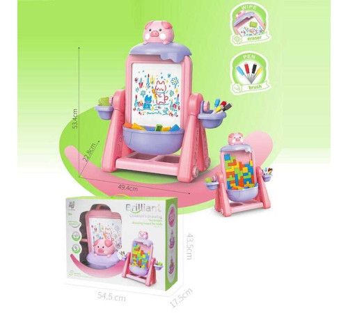 Мольберт 899-92 Y (8) двосторонній, малювання маркерами, механічний тетрис, маркери “пиши-витирай”, в коробці