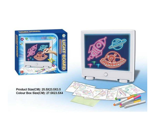 Дошка для малювання YM 11 (48/2) підсвічування, 6 трафаретів, 6 маркерів, в коробці