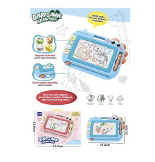 Дошка для малювання QS 28002-2 колір-СИНІЙ (72/2) “Динозавр”, магнітна, кольорова, 4 штампи, у коробці