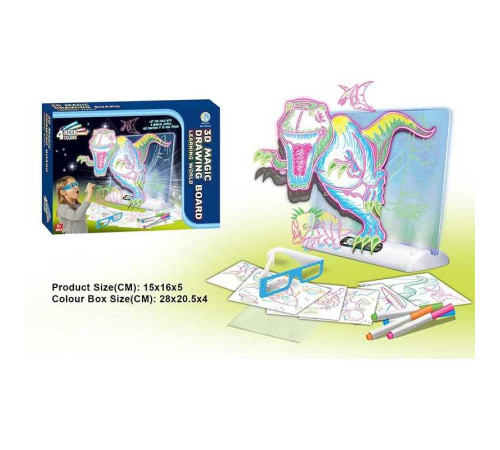 Дошка для малювання YM 23 (72/3) підсвічування, 6 трафаретів, 4 маркери, 3D окуляри, в коробці