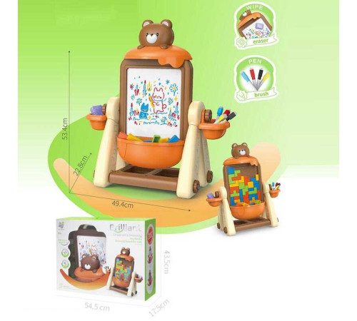 Мольберт 899-93 Y (8) двосторонній, малювання маркерами, механічний тетрис, маркери “пиши-витирай”, в коробці