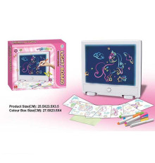 Дошка для малювання YM 12 (48/2) підсвічування, 6 трафаретів, 6 маркерів, в коробці