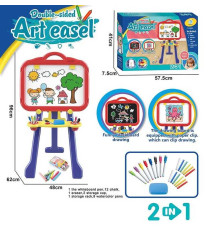 Мольберт YM 2202 (12) двостороння дошка,підставка, регульована висота, 8 маркерів, крейда 12 кольорів, в коробці
