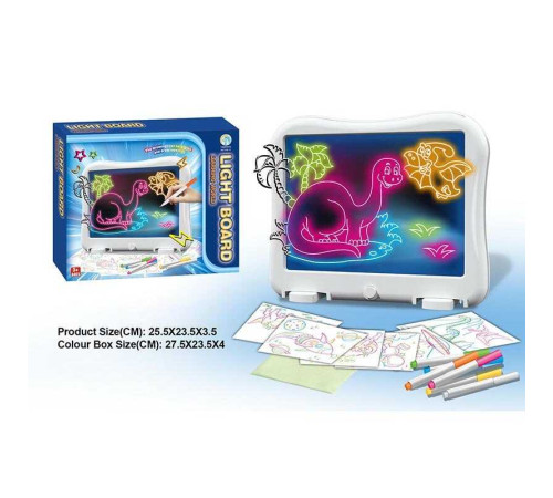 Дошка для малювання YM 13 (48/2) підсвічування, 6 трафаретів, 6 маркерів, в коробці