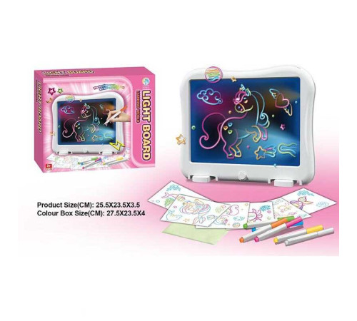 Дошка для малювання YM 15 (48/2) підсвічування, 6 трафаретів, 6 маркерів, в коробці