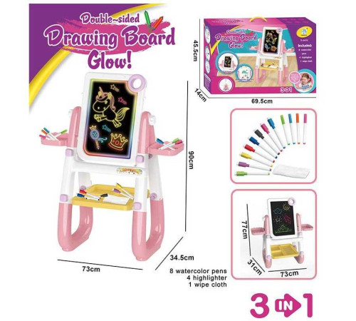 Мольберт YM 2216 A (6) на батарейках, підсвічування, 3 в 1, в коробці