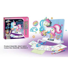 Дошка для малювання YM 16 (48/2) підсвічування, 7 трафаретів, 4 маркери, 3D окуляри, в коробці