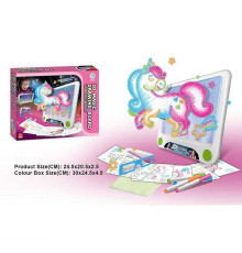 Дошка для малювання YM 26 (72/3) підсвічування, 3D окуляри, 4 маркери, 6 трафаретів, в коробці