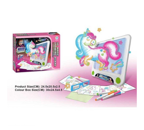 Дошка для малювання YM 26 (72/3) підсвічування, 3D окуляри, 4 маркери, 6 трафаретів, в коробці