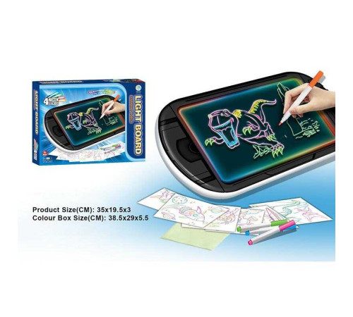 Дошка для малювання YM 9 (48/2) підсвічування, 6 трафаретів, 6 маркерів, в коробці