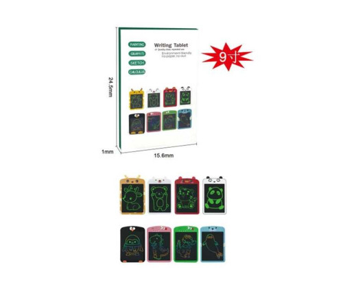 Планшет для малювання JS 003 (100) розмір: 15.6х24.5 см, кольоровий екран, стилус, блокування екрана, кнопка стирання, в коробці, ВИДАЄТЬСЯ ТІЛЬКИ МІКС ВИДІВ