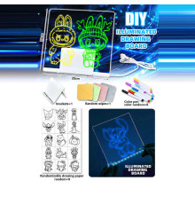 Дошка для малювання A 20 (80) підсвічування, 8 різнокольорових маркерів "пиши-витирай", трафарети, гумка, USB-кабель, працює від мережі, в пакеті