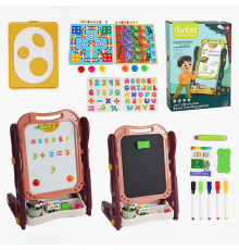 Мольберт 050-52 (18) двосторонній, крейда, маркери, стиранка, магніти, настільні ігри, фішки, в коробці