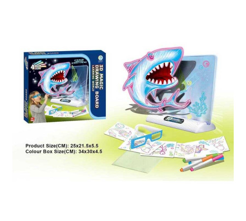 Дошка для малювання YM 17 (48/2) підсвічування, 7 трафаретів, 4 маркери, 3D окуляри, в коробці