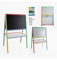 гр Мольберт 23775 великий - кольоровий, 64х43х100 см, двосторонній, набір крейди, в пакеті