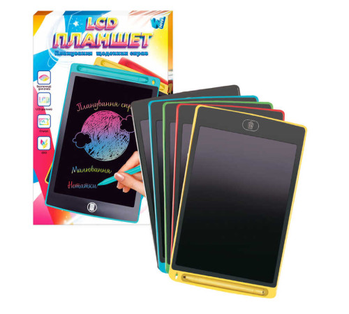 Планшет для малювання 16430 (100) "WToys", кольоровий LCD екран, 10 дюймів, розмір 17х26 см, стилус, в коробці, ВИДАЄТЬСЯ ТІЛЬКИ МІКС ВИДІВ
