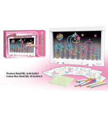 Дошка для малювання YM 18 (36/2) підсвічування, 6 маркерів, 6 двосторонніх трафаретів, в коробці