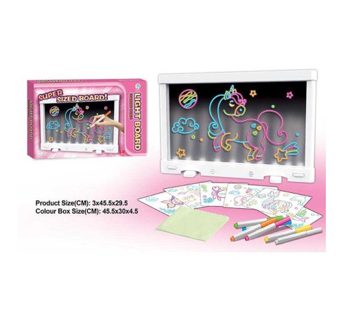 Дошка для малювання YM 18 (36/2) підсвічування, 6 маркерів, 6 двосторонніх трафаретів, в коробці