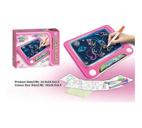 Дошка для малювання YM 28 (72/3) підсвічування, 4 маркери, 6 трафаретів, в коробці