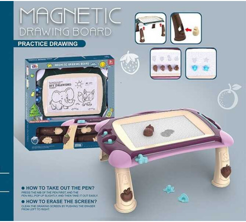 Столик для малювання CJ 6006-1 PM (48/2) 2 кольори, магнітна дошка, 6 штампів, в коробці, ВИДАЄТЬСЯ МІКС ВИДІВ