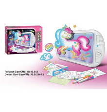 Дошка для малювання YM 20 (48/2) підсвічування, 6 двосторонніх трафаретів, 4 маркери, 3D окуляри, в коробці