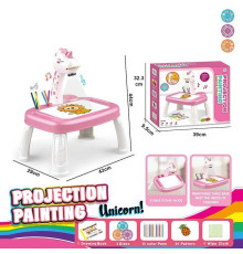 Столик з проєктором YM 62 (24/2) 3 диски, фломастери, серветка, на батарейках, музика, підсвітка, беззвучний режим, в коробці