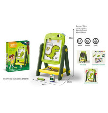 Мольберт 050-65 (18) двосторонній, з полицею, розмір: 34х26х49 см, оберт: 360°, 5 кольорових маркерів “пиши-витирай”, крейда у 12ти кольорах, магнітна англійська абетка, цифри, лінійка, тримачі, в коробці