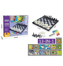 Гра 2612 A (36/2) 13в1, магнітна дошка, ігрові поля, ігрові елементи, шахи, шашки, лудо, автоперегони, змії та драбини, футбол, бейсбол, в коробці