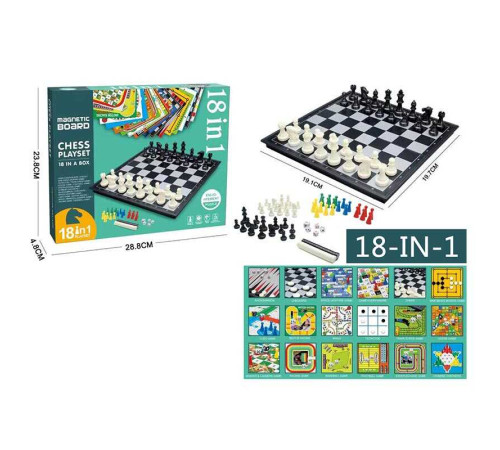 Гра 2614 BC (36/2) 18в1, ігрові поля, ігрові елементи, дев'ять людей морріса, хрестики-нулики, шахи, шашки, космічна гра, лудо, автоперегони, manji, змії та драбини, бейсбол, в коробці