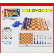 Шахи і шашки 8010 (144) 2в1, картонна дошка, 32 фігури для гри в шахи, 24 шашки, в коробці