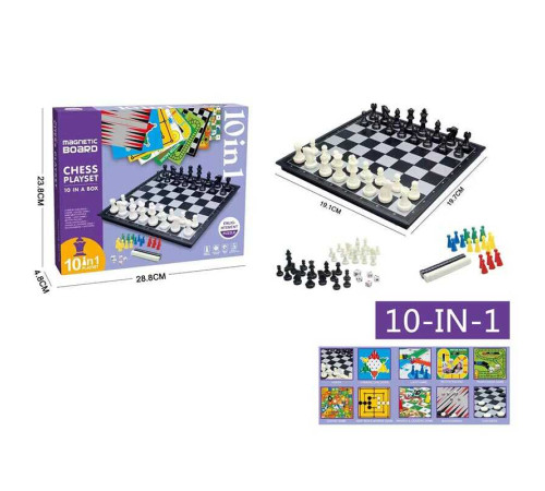 Гра 2012 A (36/2) 10 в 1, шахи, шашки, лудо, дев'ять людей морріса, автоперегони, змії та драбини, нарди, в коробці – в наличии! Купите сейчас у KAZKOVA