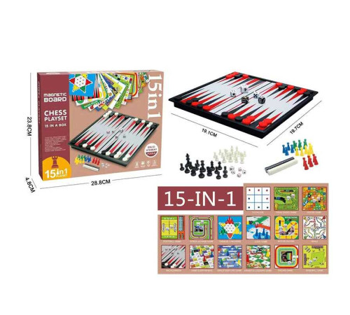 Гра 2014 BC (36/2) 15 в 1, ігрові поля, ігрові елементи, хрестики-нулики, шахи, шашки, нарди, космічна гра, лудо, автоперегони, manji, змії та драбини, бейсбол, в коробці – в наличии! Купите сейчас у KAZKOVA