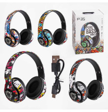 Навушники C 64894 (80) бездротові, акумулятор 200 mah, підсвічування, USB-дріт, AUX-дріт, в коробці, ВИДАЄТЬСЯ ТІЛЬКИ МІКС ВИДІВ