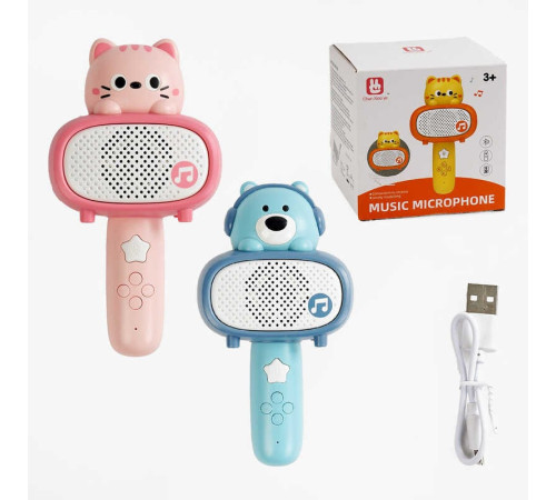 Мікрофон C 575-10 B/11B (36) 2 види, колонка, мелодії, пісні, фрази, підсвічування,USB-кабель, в коробці