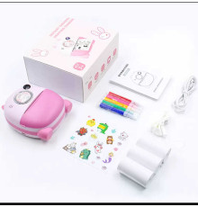 Фотоапарат-принтер C 72990 (24) фронтальна камера, type-C, роз’єм для SD-карти, фото, відео, плеєр, 4 гри, чорно-білий друк, 3 рулони термопаперу, ремінець, в коробці