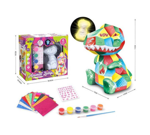 Набір для творчості "Нічник" A 8805 E-1 (72/2) "Динозавр", підсвічується, фарби, пензлик, наліпки, в коробці – в наличии! Купите сейчас у KAZKOVA