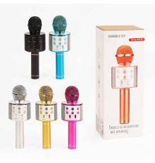 Мікрофон С 48340 (50) 5 кольорів, караоке, bluetooth, USB, колонка, в коробці, ВИДАЄТЬСЯ ТІЛЬКИ МІКС ВИДІВ