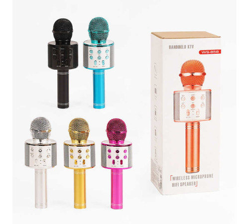 Мікрофон С 48340 (50) 5 кольорів, караоке, bluetooth, USB, колонка, в коробці, ВИДАЄТЬСЯ ТІЛЬКИ МІКС ВИДІВ