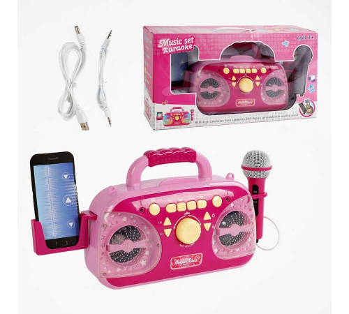 Караоке 5021 (12/2) підсвічування, мікрофон, Bluetooth, MP3-кабель, USB-кабель, працює від мережі, в коробці