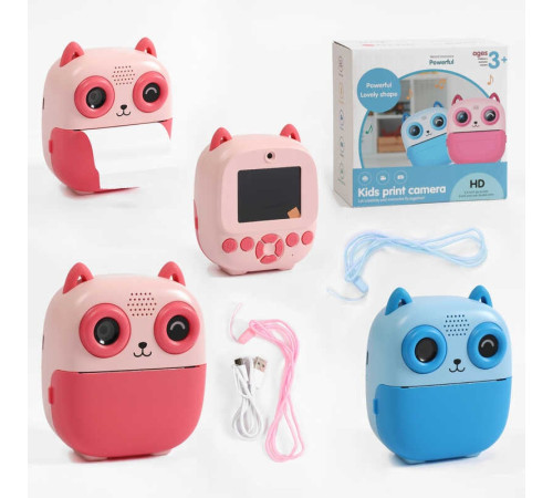 Фотоапарат-принтер C 73493 (50) фронтальна камера, type-C, роз’єм для TF-карти, фото, відео, 4 гри, додаток для телефону, чорно-білий друк, рулон термопаперу, ремінець, в коробці – в наличии! Купите сейчас у KAZKOVA