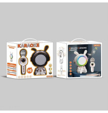 Караоке GMJ 9831 (24) 1 мікрофон з підсвічуванням, режими підсвічування, вбудований акумулятор, Bluetooth, слот для TF Card, USB-type-c кабель, USB-роз’єм, AUX-роз’єм, колонка з підсвічуванням, зміна голосу, в коробці