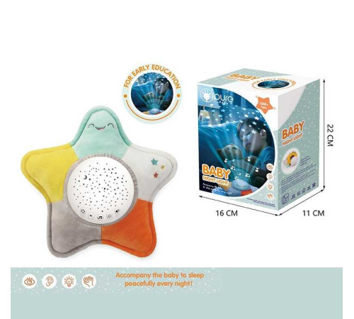 Нічник DF 001 (24/2) підсвічування, мелодії, звуки, проєкція зоряного неба, 2 рема гучності, викрутка, в коробці