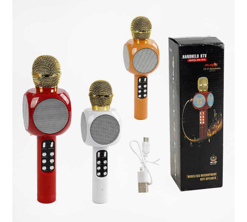 Мікрофон С 48342 (50) 3 кольори, караоке, bluetooth, USB, колонка, в коробці, ВИДАЄТЬСЯ ТІЛЬКИ МІКС ВИДІВ